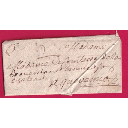 LETTRE DE PONTRIEUX COTES DU NORD 1753 POUR CHATEAU DE KERANNO TAXE MANUSCRIT 2 LETTRE