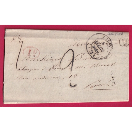 CAD TYPE 14 LAGNY SEINE ET MARNE BOITE RURALE M FERRIERES DECIME RURAL TAXE 2 1840 AU DOS PARIS SIXIEME CACHET FACTEUR