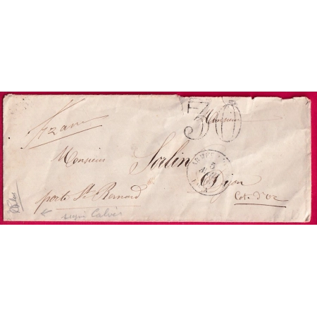 CAD ARMEE D'ORIENT BUREAU A 1856 POUR DIJON COTE D'OR SUGNE CALVES LETTRE
