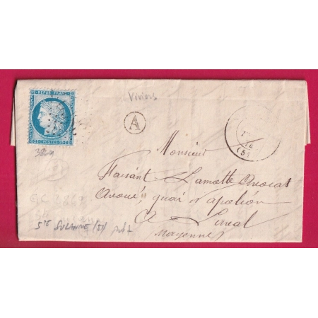 N°60B TYPE II GC 3269 STE SUZANNE MAYENNE BOITE RURALE A VIVIERS POUR LAVAL LETTRE