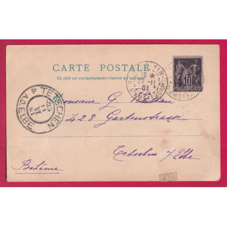N°89 PARIS R D'AMSTERDAM POUR TETSCHEN 1901 BOHEME REPUBLIQUE TCHEQUE AUTRICHE HONGRIE LETTRE