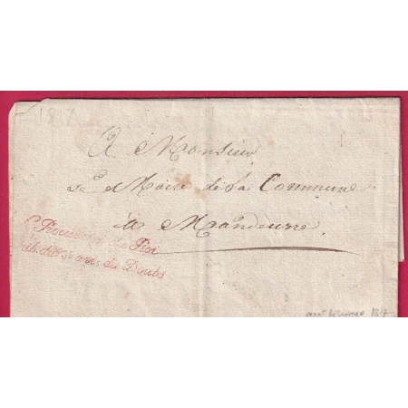 FRANCHISE LE PROCUREUR DU ROI 3EM ARROND DU DOUBS MONTBELIARD 1817 POUR MANDEURE LETTRE