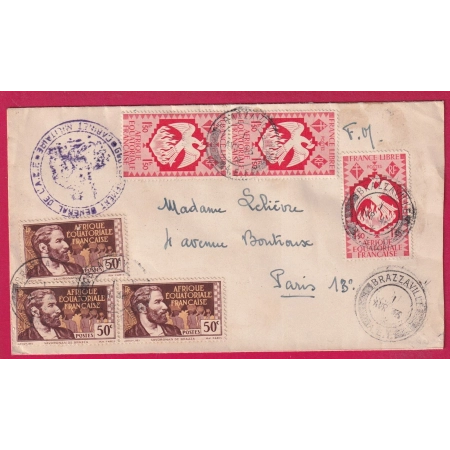 LETTRE FM SUTRAXE AVION BRAZZAVILLE AEF CONGO 1943 LETTRE