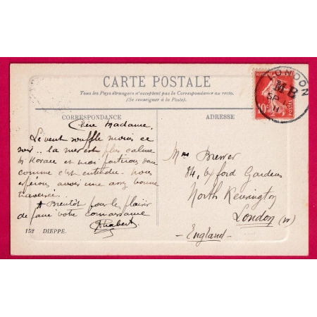 10C SEMEUSE CAD LONDON ANGLETERRE N°138 LETTRE