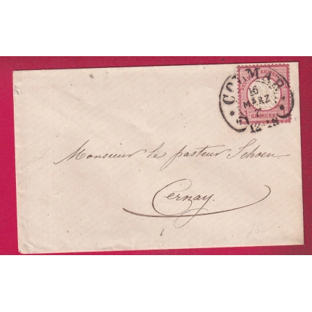 ALSACE LORRAINE COLMAR HAUT RHIN FER A CHEVAL 1873 POUR CERNAY LETTRE