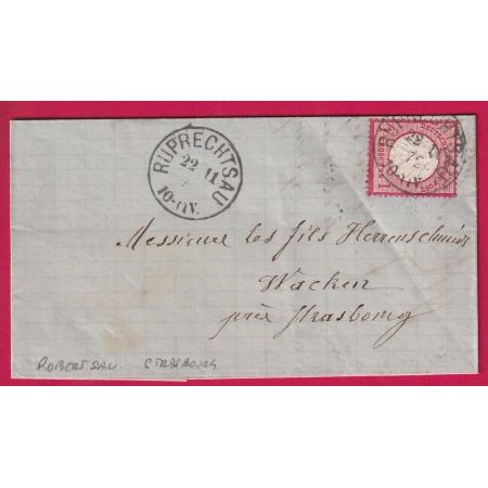 ALSACE LORRAINE RUPRECHTSAU BOBERTSAU 1872 POUR WACHEN LETTRE