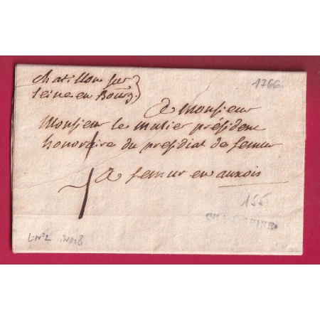 MARQUE CHATILLON SUR SEINE 1766 COTE D'OR LENAIN N°2 INDICE 18 POUR SEMUR EN AUXOIS LETTRE