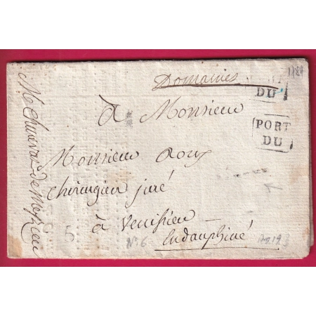 PETITE POSTE DE LYON 1784 PORT DU TEXTE IMPRIME DE GRENOBLE ISERE POUR VENISSIEUX INDICE 19 LETTRE