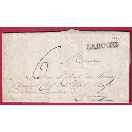 MARQUE SARDE LA ROCHE SUR FORON 1828 HAUTE SAVOIE POUR CHAMBERY LETTRE