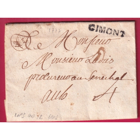 MARQUE GIMONT 1777 POUR AUCH GERS LENAIN N°3 LETTRE
