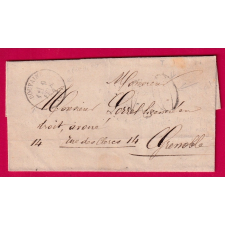 TAXE TAMPON 40 CAD TYPE 16 DOUVAINE HAUTE SAVOIE POUR GRENOBLE ISERE 1872 LETTRE