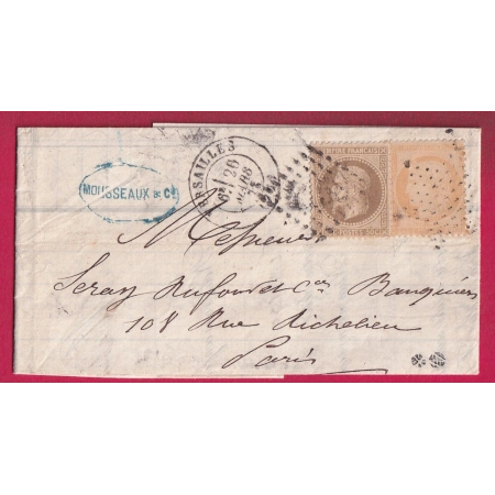 N°30 38 GC 4158 VERSAILLES + 38 ETOILE PLEINE POUR PARIS 1873 LETTRE
