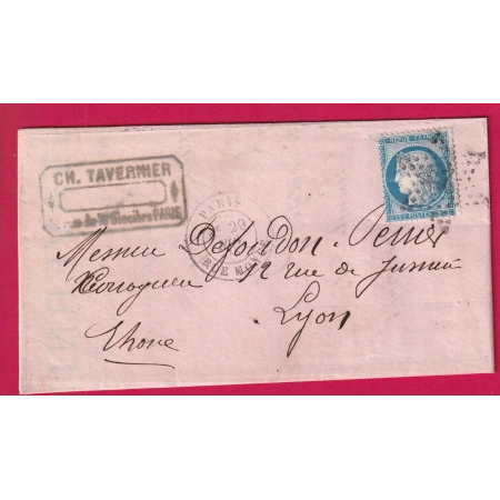 N°60 PARIS ETOILE 29 RUE MONGE POUR LYON RHONE LETTRE PAPIER ROSE LETTRE