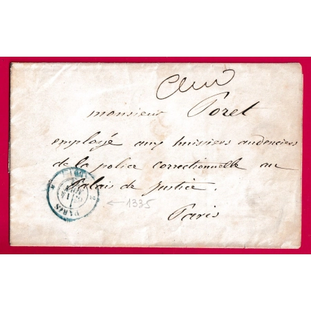 PARIS CAD BLEU 2 60 * POTHION 1335 POUR PARIS AU DOS CACHET DE FACTEUR LETTRE