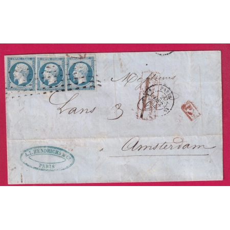 N°14 BLEU LAITEUX X3 ROULETTE GROS POINTS PARIS 1ER 60 15 POUR AMSTERDAM PAYS BAS LETTRE