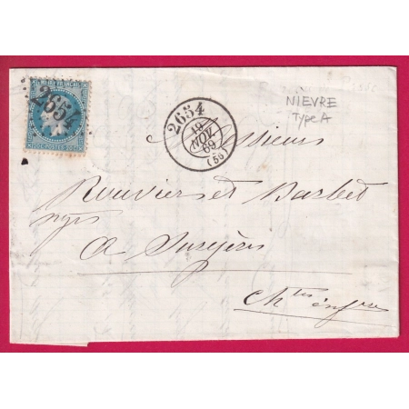 N°29 GC 2654 BUREAU DE PASSE 2654 NEVERS NIEVRE POUR SURGERES CHARENTE INFERIEURE LETTRE