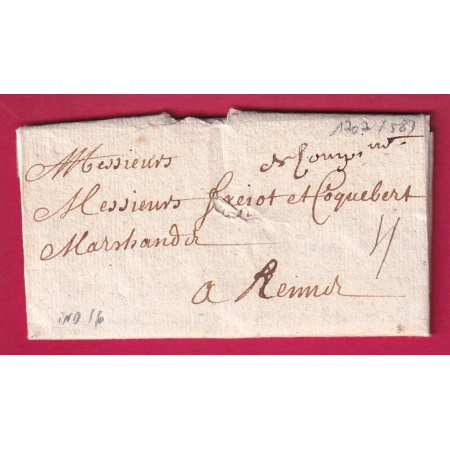 MARQUE MANUSCRIT COMPIEGNE OISE 1707 POUR REIMS MARNE INDICE 16 LETTRE