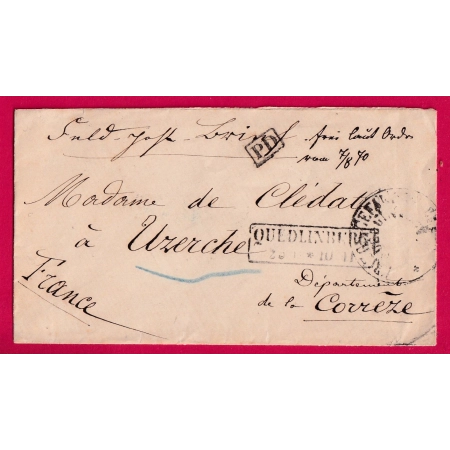 GUERRE 1870 PRISONNIER DE GUERRE CAMP DE QUEDLINBURG POUR UZERCHE CORREZE LETTRE