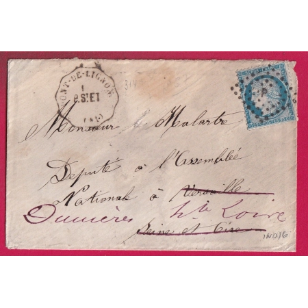 N°60 CONVOYEUR STATION PONT DE LIGNON HAUTE LOIRE POUR DUNIERES INDICE 16 AU DOS VERSAILLES ASSEMBLEE NATIONALE LETTRE