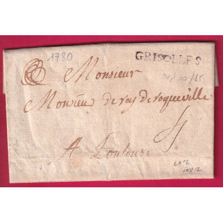 MARQUE GRISOLLES 1780 HAUTE GARONNE TARN ET GARONNE LENAIN N°2 INDICE 12 POR TOULOUSE LETTRE
