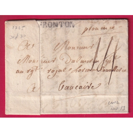 MARQUE FRONTON 1765 HAUTE GARONNE LENAIN N°2 INDICE 13 POUR BEAUCAIRE GARD LETTRE