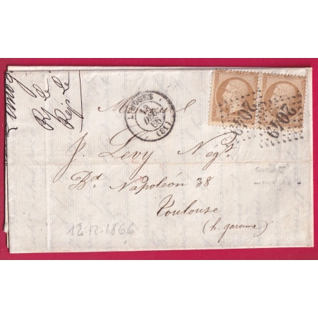 N°21 PAIRE GC 2049 LIMOGES HAUTE VIENNE POUR TOULOUSE HAUTE GARONNE LETTRE