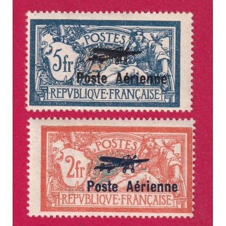 POSTE AERIENNE N°1 ET N°2 NEUF LEGERE TRACE DE CHARNIERE CENTRAGE COURANT SIGNE CALVES TIMBRE STAMP BRIEFMARKEN