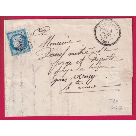 N°60 GC 4584 MARANVILLE HAUTE MARNE CAD TYPE 24 POUR WASSY INDICE 12 LETTRE