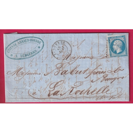 N°14 PERCE EN LIGNE SURGERES CHARENTE INFERIEURE POUR LA ROCHELLE LETTRE