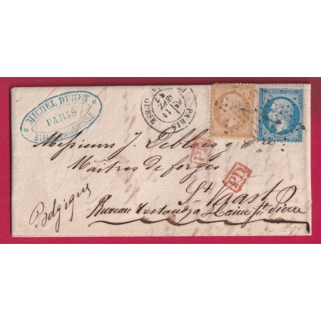 N°21 22 PARIS ETOILE 1 POUR ST VAAST BELGIQUE LETTRE