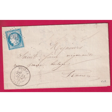 N°60 GC 4933 MOYAUX CALVADOS CAD TYPE 17 POUR ROUEN INDICE 16 LETTRE