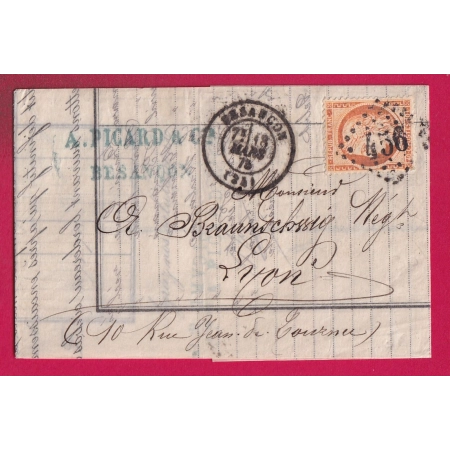 N°38 GC 456 BESANCON DOUBS POUR LYON LETTRE