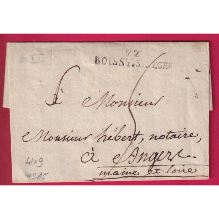 MARQUE 72 BOISSY ST LEGER 41X9 INDICE 15 POUR ANGERS MAINE ET LOIRE LETTRE COVER