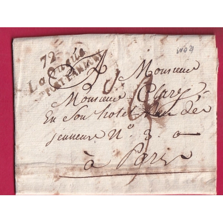 DOUBLE CURSIVE LA QUEUE MONFORT LAMAURY SEINE ET OISE INDICE 21 POUR PARIS 1819 EN BRIE LETTRE COVER