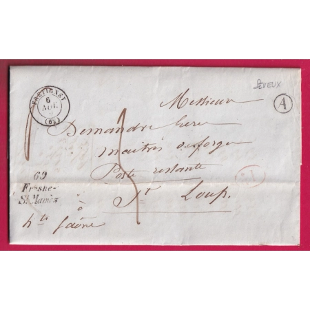 CURSIVE 69 FRESNE ST MAMES HAUTE SAONE T15 FRETIGNEY BOITE RURALE A SEVEUX + DECIME RURAL LETTRE COVER