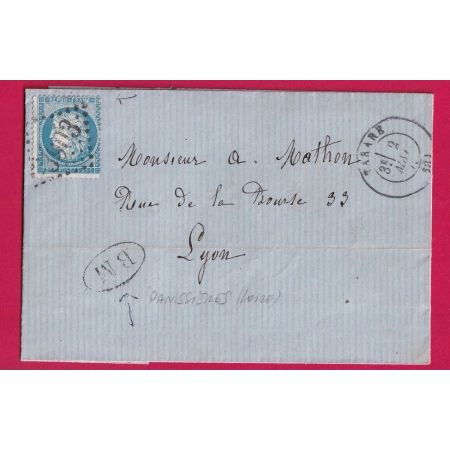 N°60 GC 3903 TARARE RHONE BOITE MOBILE BM DE PANISSIERES LOIRE POUR LYON LETTRE