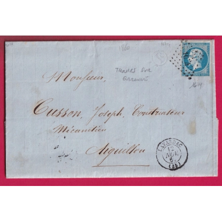 N°14 PC 1674 LAVARDAC BOITE RURALE E THOUARS SUR GARONNE POUR AIGUILLON LETTRE