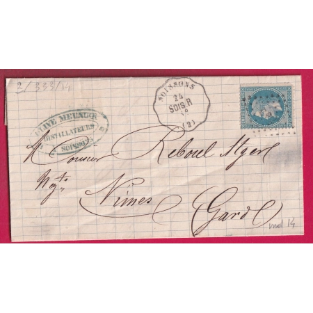 N°29 CONVOYEUR STATION SOISSONS AISNE POUR NIMES GARD INDICE 14 LETTRE