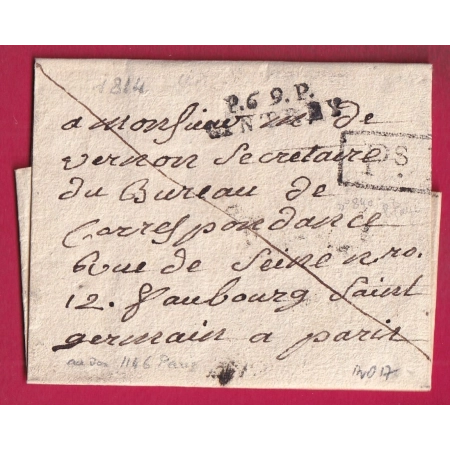 MARQUE P69P CINTREY HAUTE SAONE POUR PARIS INDICE 17 1814 LETTRE