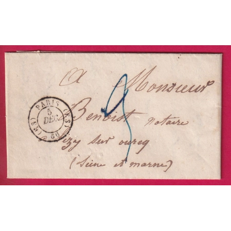 CAD PARIS ES 60 ES SANS MILLESIME POUR LIZY SUR OURCQ SEINE ET MARNE 1846 LETTRE