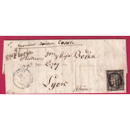 N°3 GRILLE + CURSIVE STE FLORINE + CAD TYPE15 LEMPDES HAUTE LOIRE POUR LYON LETTRE