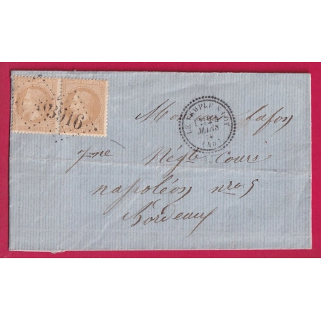 N°28 PAIRE CAD TYPE 23 GC 3916 LE TEMPLE SUR LOT POUR BORDEAUX INDICE 22 LETTRE