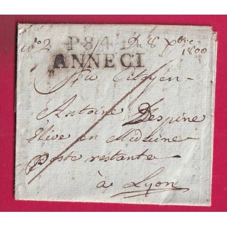 MARQUE P84P ANNECY HAUTE SAVOIE POUR LYON RHONE 1800 LETTRE