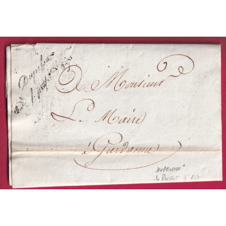 FRANCHISE DUPELOUX SOUS PREFET AIX EN PROVENCE BOUCHES DU RHONE 1814 LETTRE