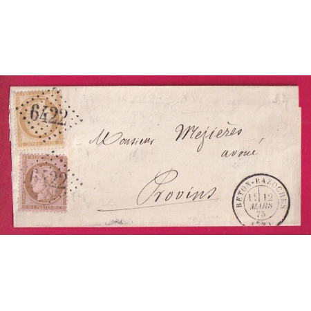 N°58 55 GC 6422 BETON BAZOCHES SEINE ET MARNE POUR PROVINS LETTRE