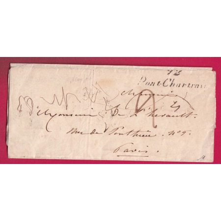 CURSIVE 72 PONTCHARTRAIN SEINE ET OISE POUR PARIS INDICE 11 LETTRE
