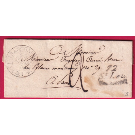 CURSIVE GRATTEE 72 ST LEU SEINE ET OISE CAD TYPE 12 FRANCONVILLE 1831 POUR PARIS LETTRE