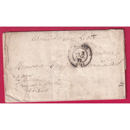 GUERRE 1870 ARMEE DE LA LOIRE DEPART AVIGNON VAUCLUSE POUR ARMEE DE LA LOIRE AMBULANT TOULOUSE A BORDEAUX LETTRE