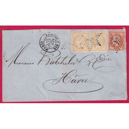 N°59 X2 + 31 PARIS ETOILE 4 RUE D'ENGHEINS POUR LE HAVRE LETTRE COVER