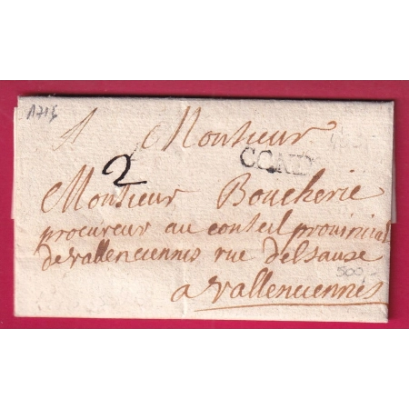 MARQUE CONDE NORD 1716 LENAIN N°2A INDICE 16 POUR VALENCIENNES LETTRE